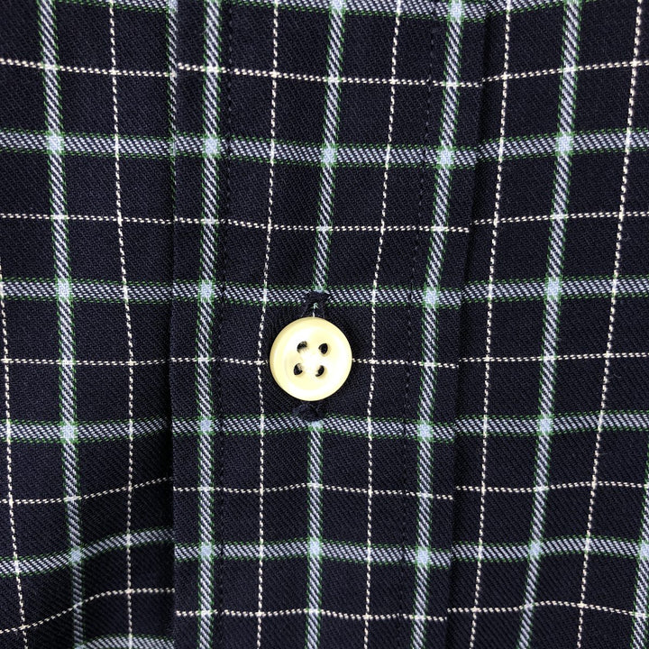 Ralph Lauren BLAKE long sleeve button down check shirt, men's size M cotton navy blue type Vintage Second Hand