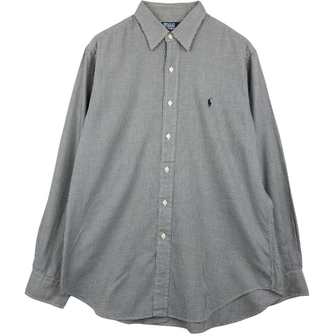 Ralph Lauren POLO by Ralph Lauren ANDREW long sleeve cotton check shirt, men's size L cotton black type Vintage Second Hand