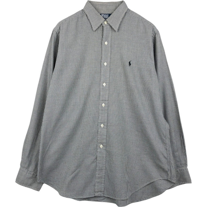 Ralph Lauren POLO by Ralph Lauren ANDREW long sleeve cotton check shirt, men's size L cotton black type Vintage Second Hand