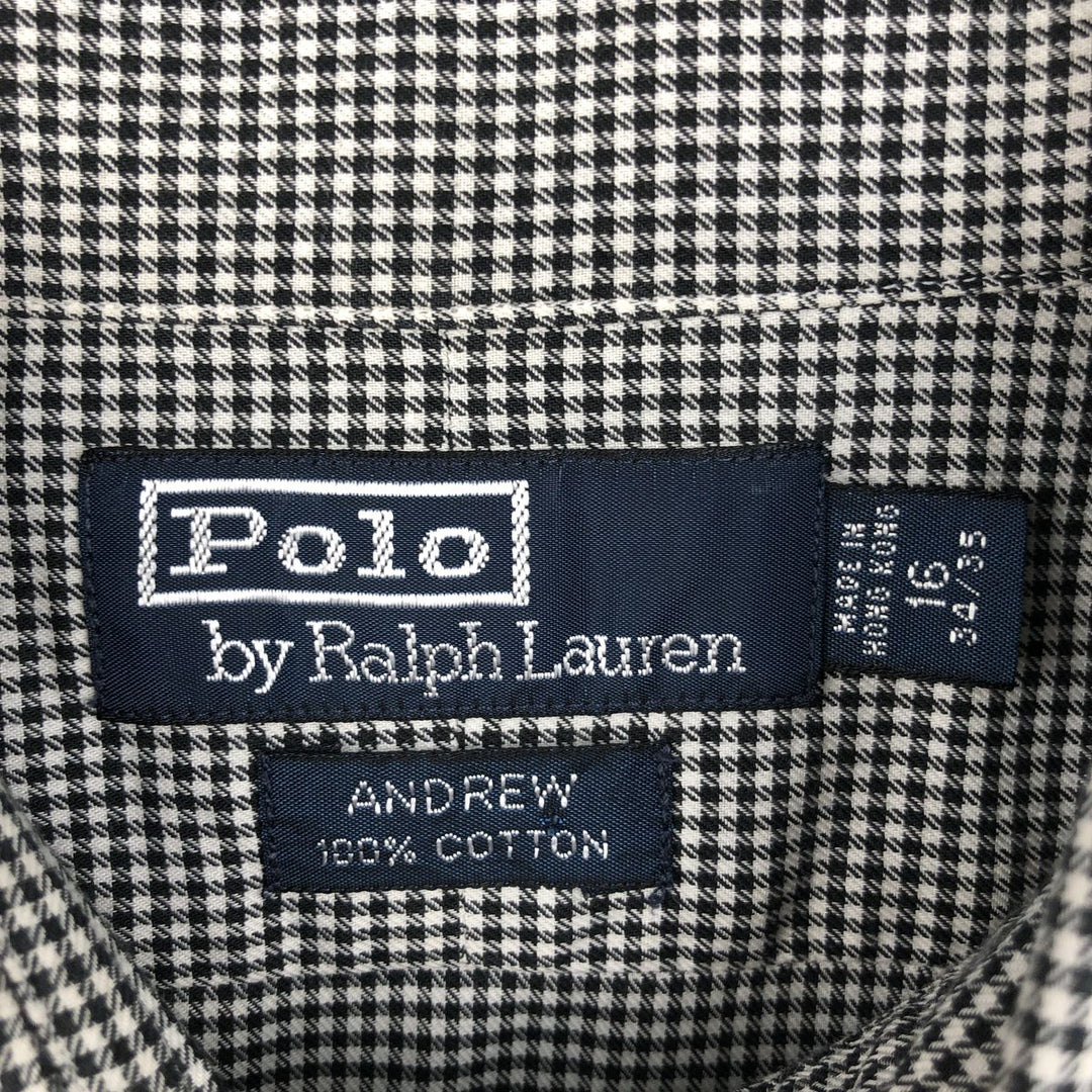 Ralph Lauren POLO by Ralph Lauren ANDREW long sleeve cotton check shirt, men's size L cotton black type Vintage Second Hand