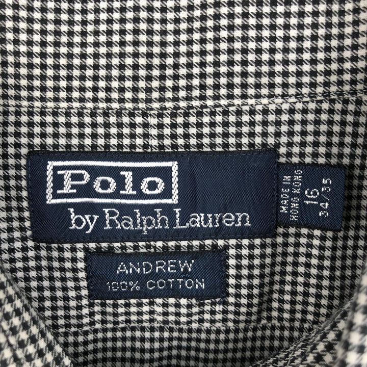 Ralph Lauren POLO by Ralph Lauren ANDREW long sleeve cotton check shirt, men's size L cotton black type Vintage Second Hand