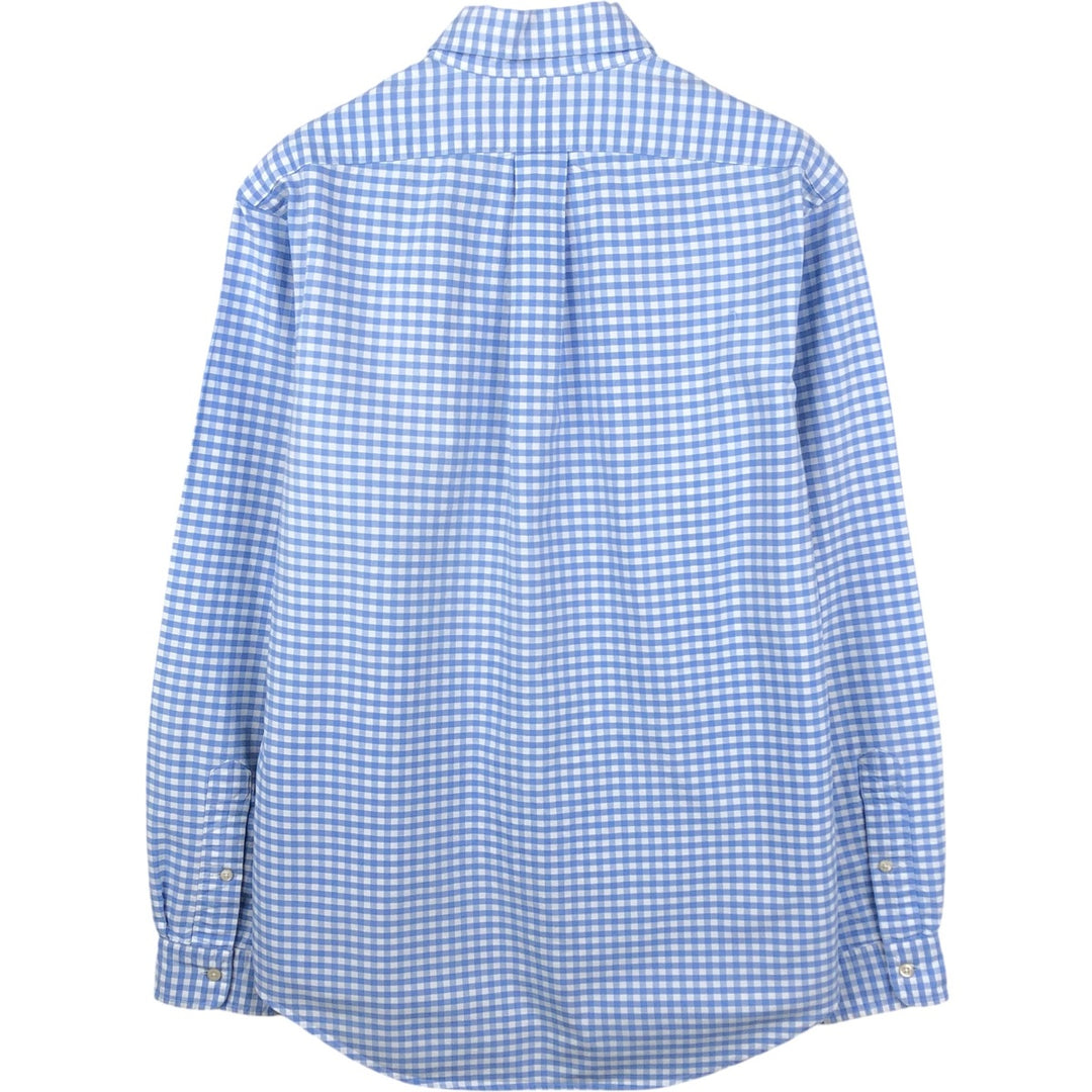 Ralph Lauren CUSTOM FIT Gingham Check Long Sleeve Button Down Check Shirt Men's M Size cotton blue type Vintage Second Hand