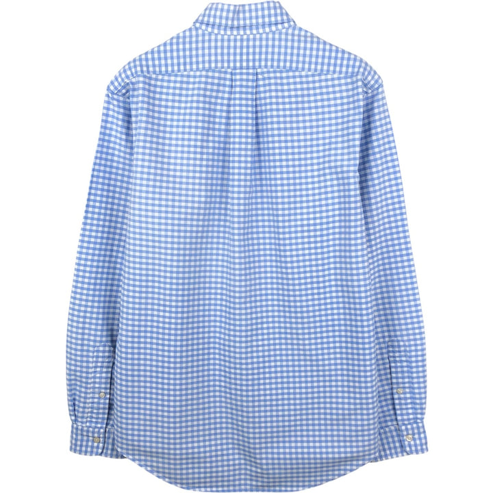 Ralph Lauren CUSTOM FIT Gingham Check Long Sleeve Button Down Check Shirt Men's M Size cotton blue type Vintage Second Hand