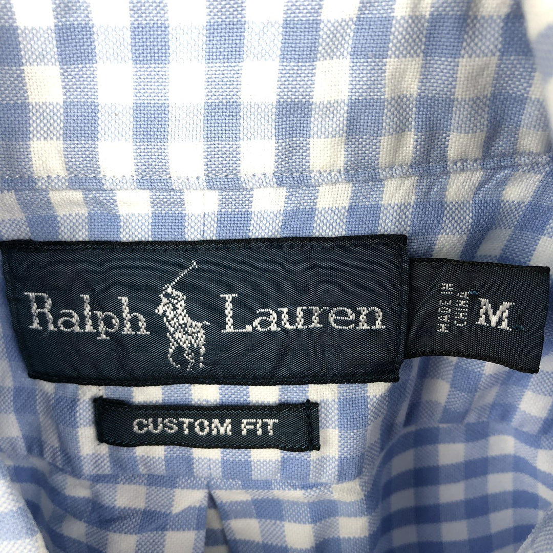 Ralph Lauren CUSTOM FIT Gingham Check Long Sleeve Button Down Check Shirt Men's M Size cotton blue type Vintage Second Hand