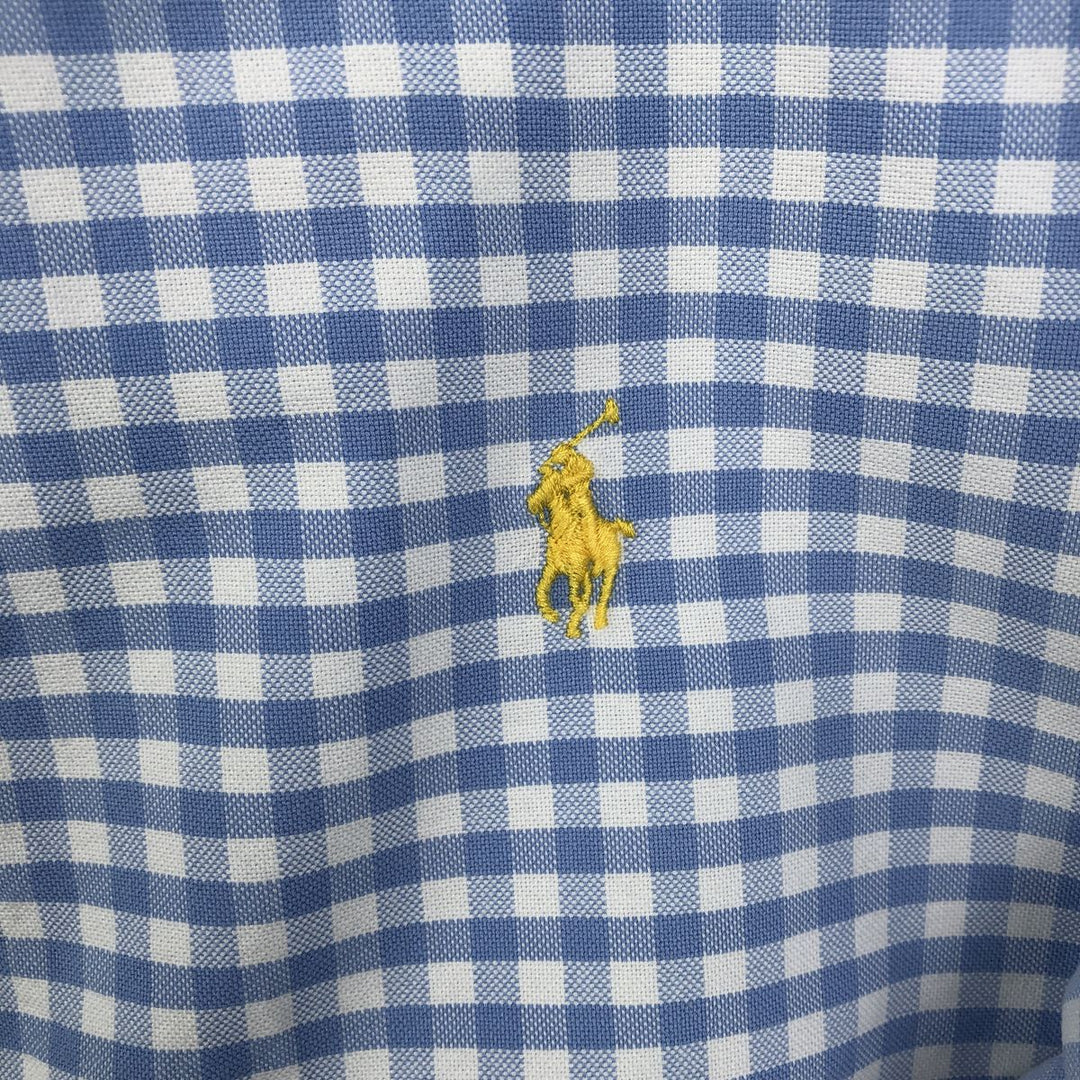 Ralph Lauren CUSTOM FIT Gingham Check Long Sleeve Button Down Check Shirt Men's M Size cotton blue type Vintage Second Hand
