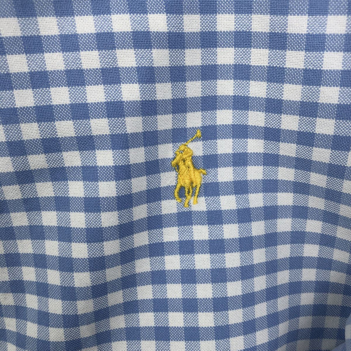 Ralph Lauren CUSTOM FIT Gingham Check Long Sleeve Button Down Check Shirt Men's M Size cotton blue type Vintage Second Hand