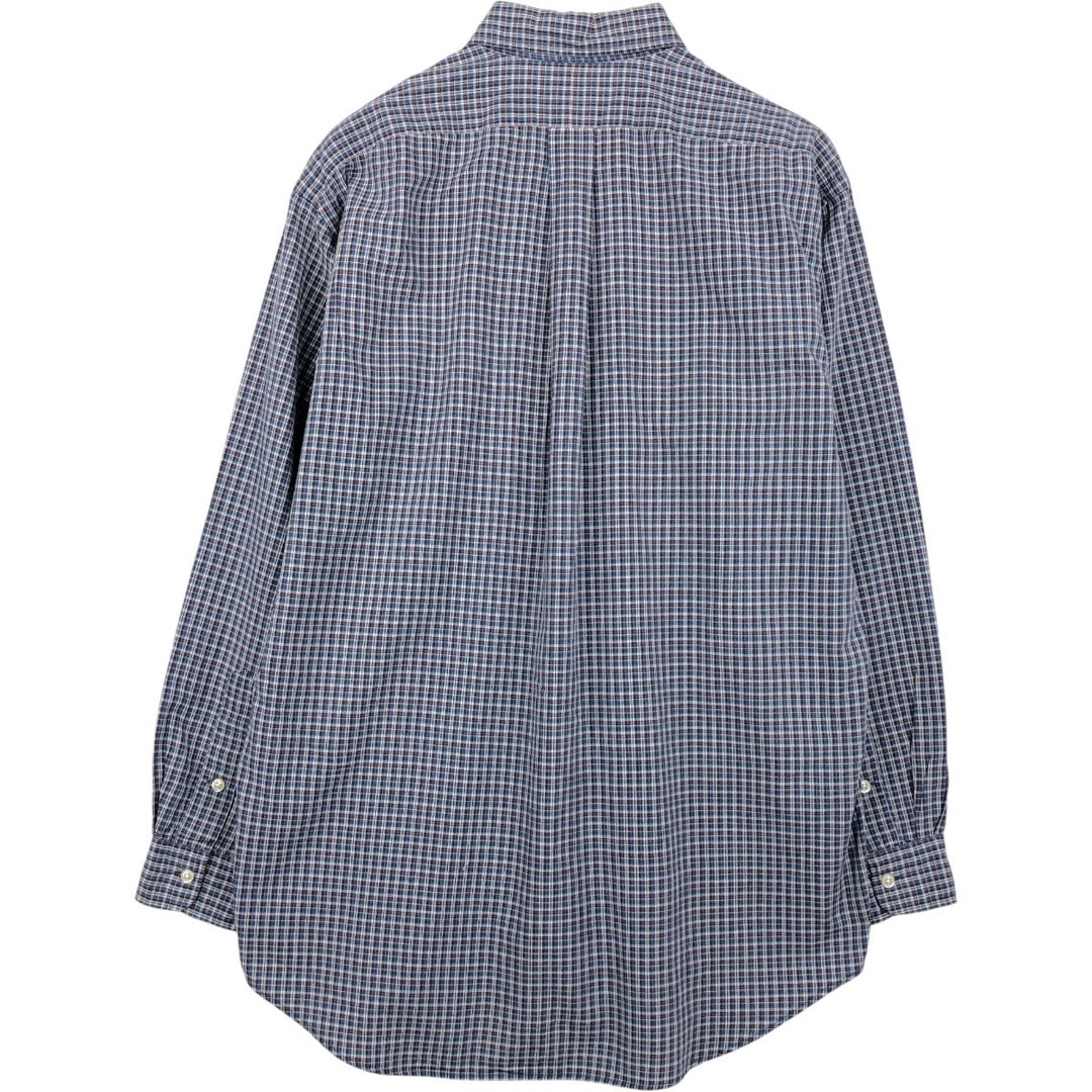 Ralph Lauren BLAIRE long sleeve button down check shirt, men's size M cotton Navy blue Vintage Second Hand