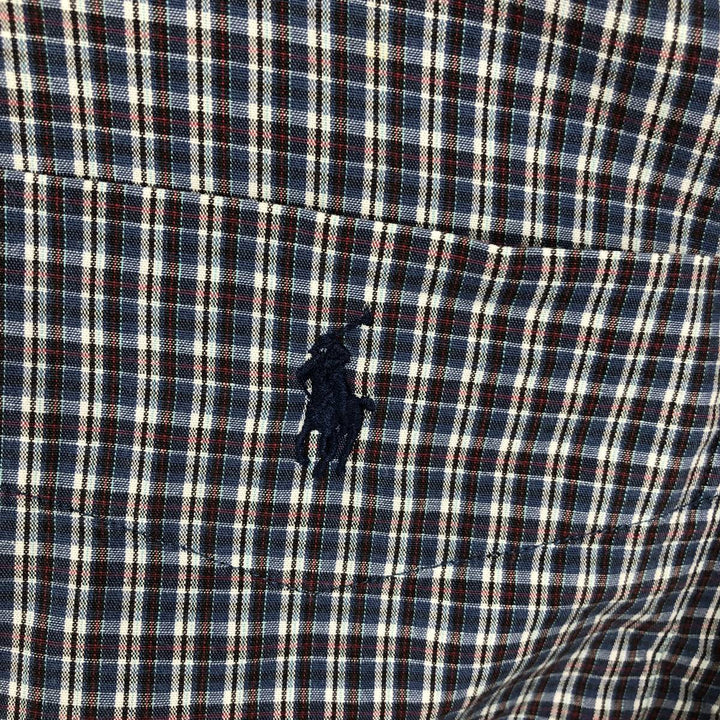 Ralph Lauren BLAIRE long sleeve button down check shirt, men's size M cotton Navy blue Vintage Second Hand