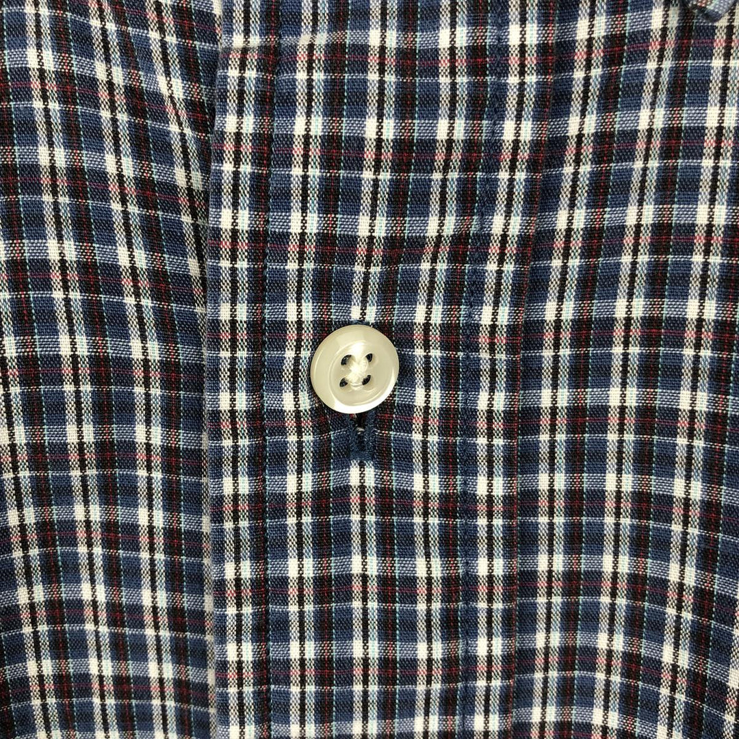 Ralph Lauren BLAIRE long sleeve button down check shirt, men's size M cotton Navy blue Vintage Second Hand