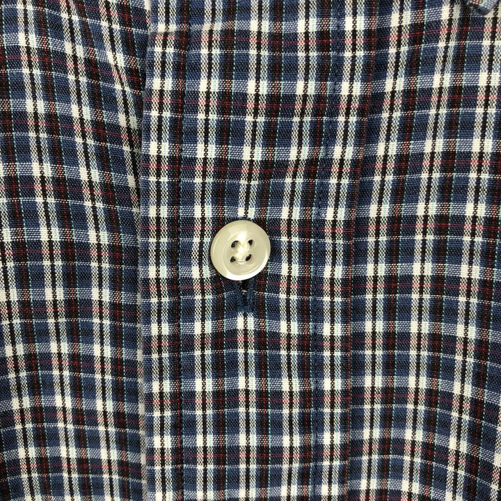Ralph Lauren BLAIRE long sleeve button down check shirt, men's size M cotton Navy blue Vintage Second Hand