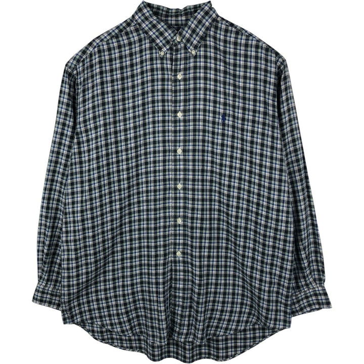 Ralph Lauren BLAKE long sleeve button down check shirt, men's size L cotton blue type Vintage Second Hand
