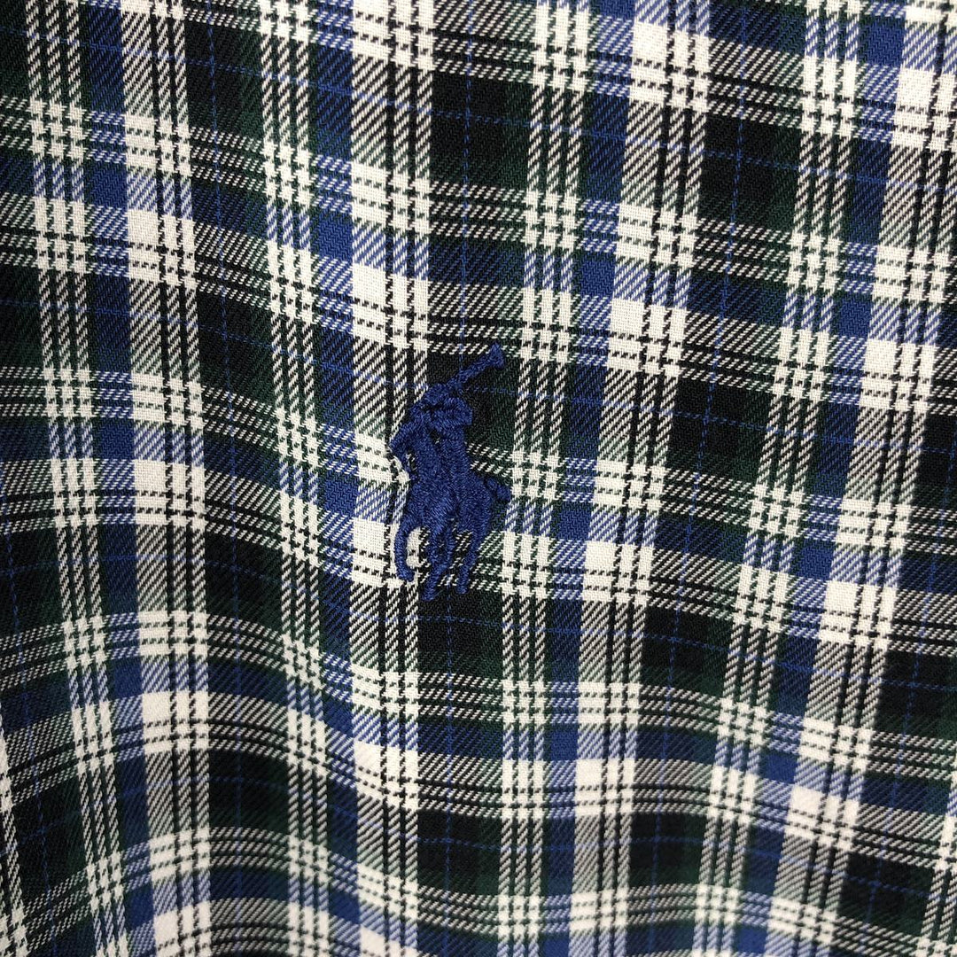 Ralph Lauren BLAKE long sleeve button down check shirt, men's size L cotton blue type Vintage Second Hand