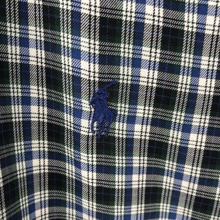 Ralph Lauren BLAKE long sleeve button down check shirt, men's size L cotton blue type Vintage Second Hand