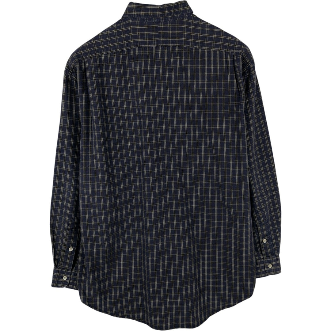Ralph Lauren POLO by Ralph Lauren BRADFIELD Long-Sleeve Cotton Check Shirt, Men's Size M (approx.) cotton navy blue type Vintage Second Hand