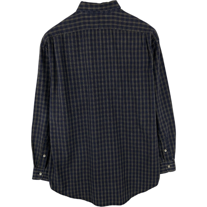 Ralph Lauren POLO by Ralph Lauren BRADFIELD Long-Sleeve Cotton Check Shirt, Men's Size M (approx.) cotton navy blue type Vintage Second Hand
