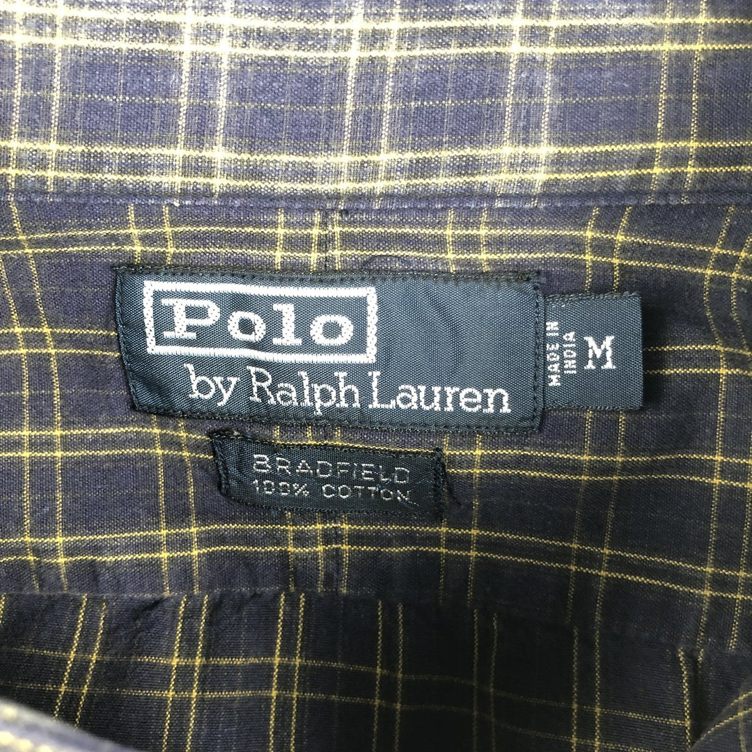 Ralph Lauren POLO by Ralph Lauren BRADFIELD Long-Sleeve Cotton Check Shirt, Men's Size M (approx.) cotton navy blue type Vintage Second Hand