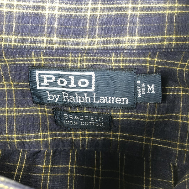 Ralph Lauren POLO by Ralph Lauren BRADFIELD Long-Sleeve Cotton Check Shirt, Men's Size M (approx.) cotton navy blue type Vintage Second Hand