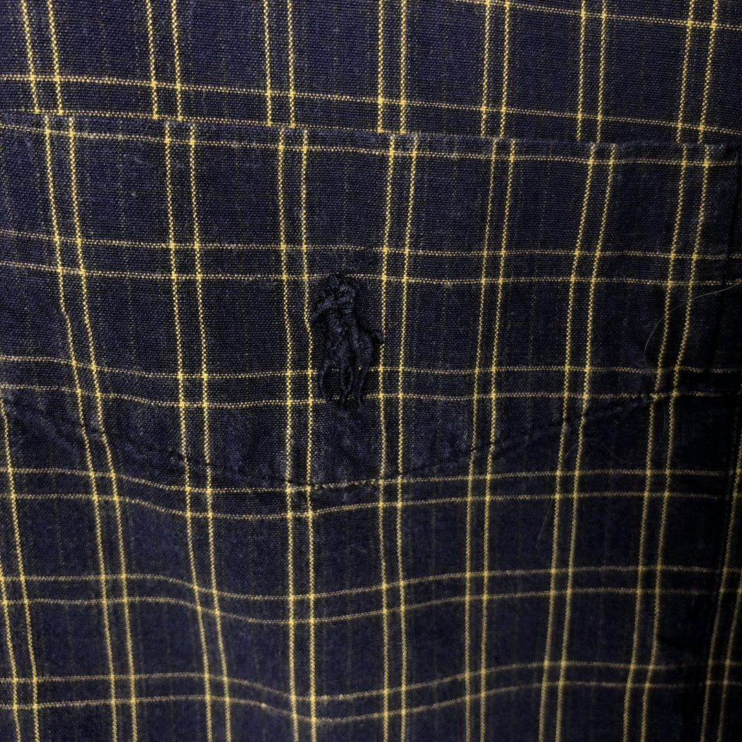 Ralph Lauren POLO by Ralph Lauren BRADFIELD Long-Sleeve Cotton Check Shirt, Men's Size M (approx.) cotton navy blue type Vintage Second Hand
