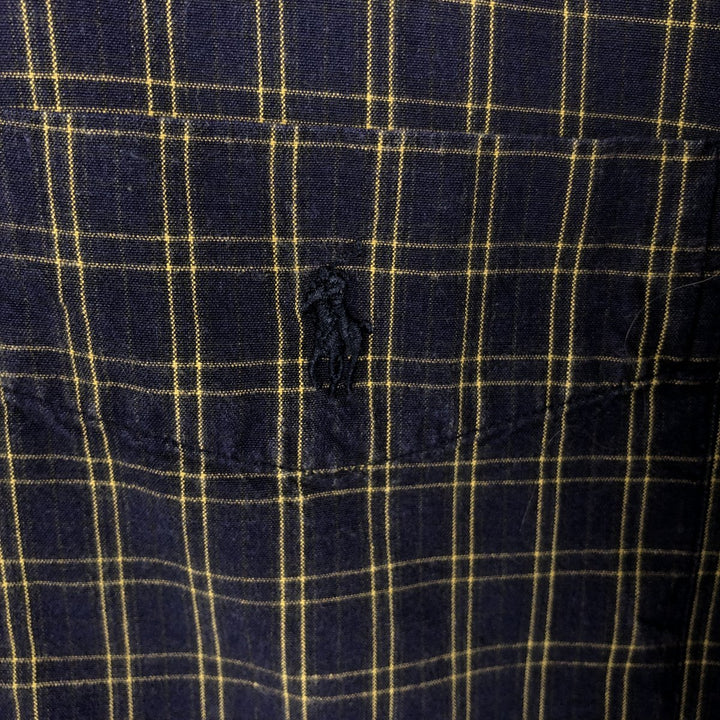 Ralph Lauren POLO by Ralph Lauren BRADFIELD Long-Sleeve Cotton Check Shirt, Men's Size M (approx.) cotton navy blue type Vintage Second Hand