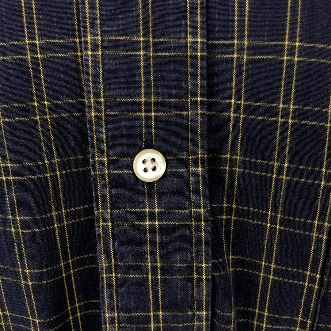 Ralph Lauren POLO by Ralph Lauren BRADFIELD Long-Sleeve Cotton Check Shirt, Men's Size M (approx.) cotton navy blue type Vintage Second Hand