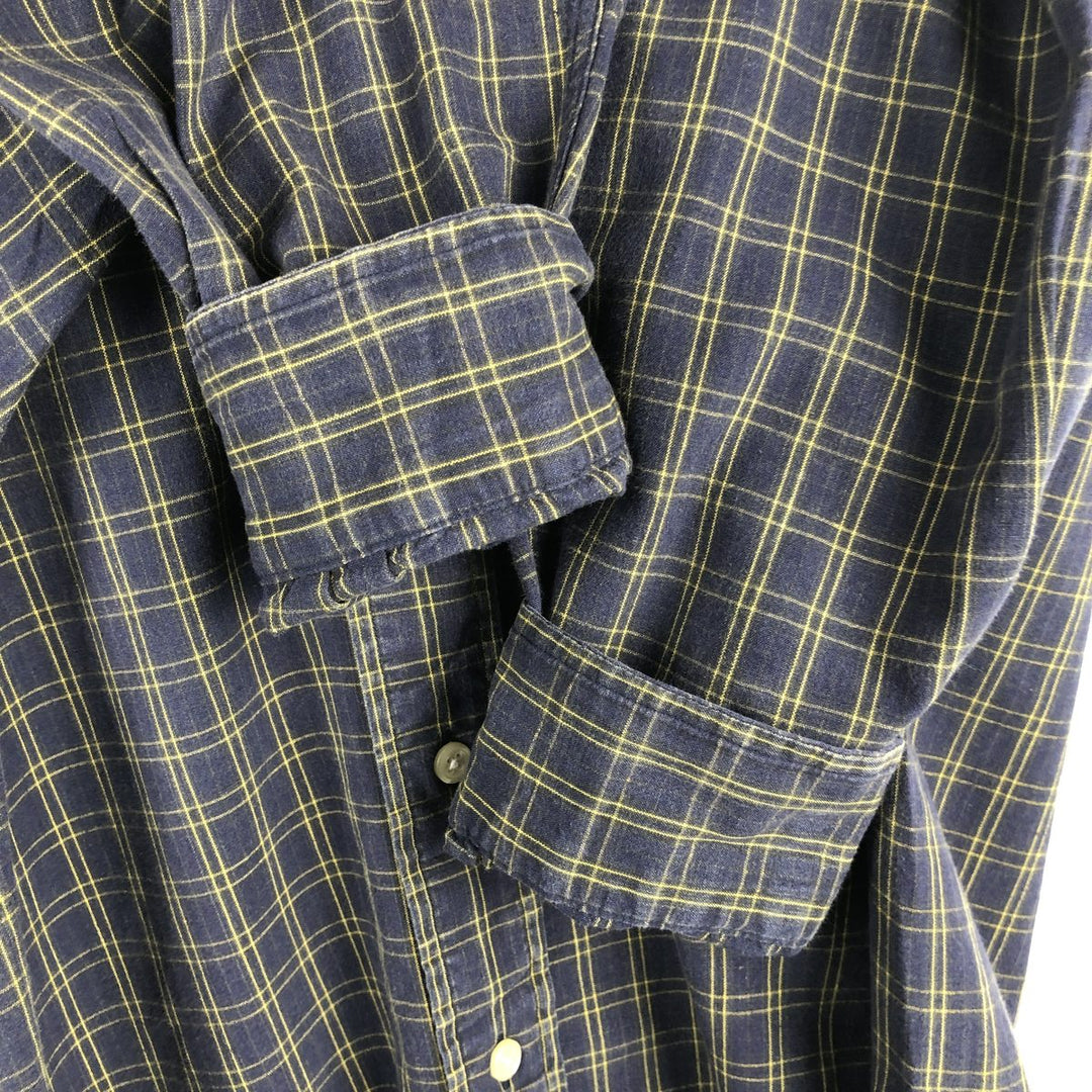Ralph Lauren POLO by Ralph Lauren BRADFIELD Long-Sleeve Cotton Check Shirt, Men's Size M (approx.) cotton navy blue type Vintage Second Hand