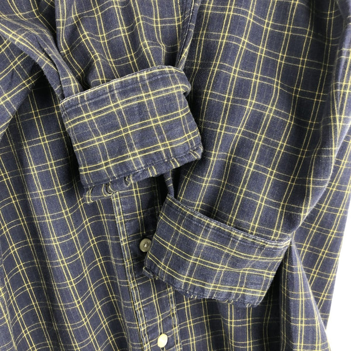 Ralph Lauren POLO by Ralph Lauren BRADFIELD Long-Sleeve Cotton Check Shirt, Men's Size M (approx.) cotton navy blue type Vintage Second Hand