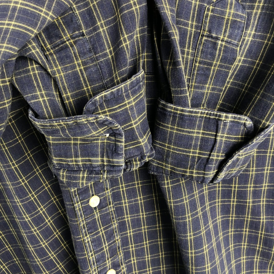 Ralph Lauren POLO by Ralph Lauren BRADFIELD Long-Sleeve Cotton Check Shirt, Men's Size M (approx.) cotton navy blue type Vintage Second Hand