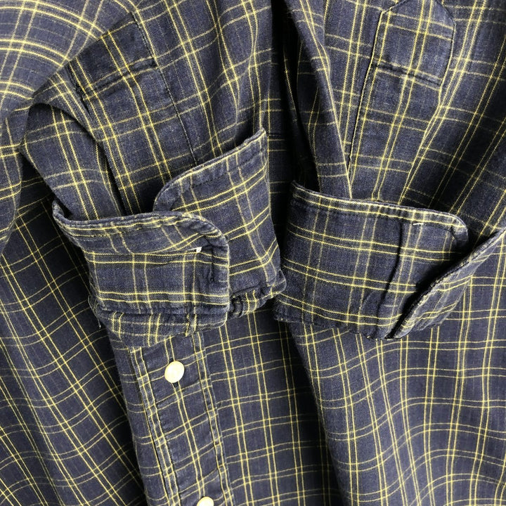 Ralph Lauren POLO by Ralph Lauren BRADFIELD Long-Sleeve Cotton Check Shirt, Men's Size M (approx.) cotton navy blue type Vintage Second Hand