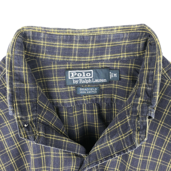 Ralph Lauren POLO by Ralph Lauren BRADFIELD Long-Sleeve Cotton Check Shirt, Men's Size M (approx.) cotton navy blue type Vintage Second Hand