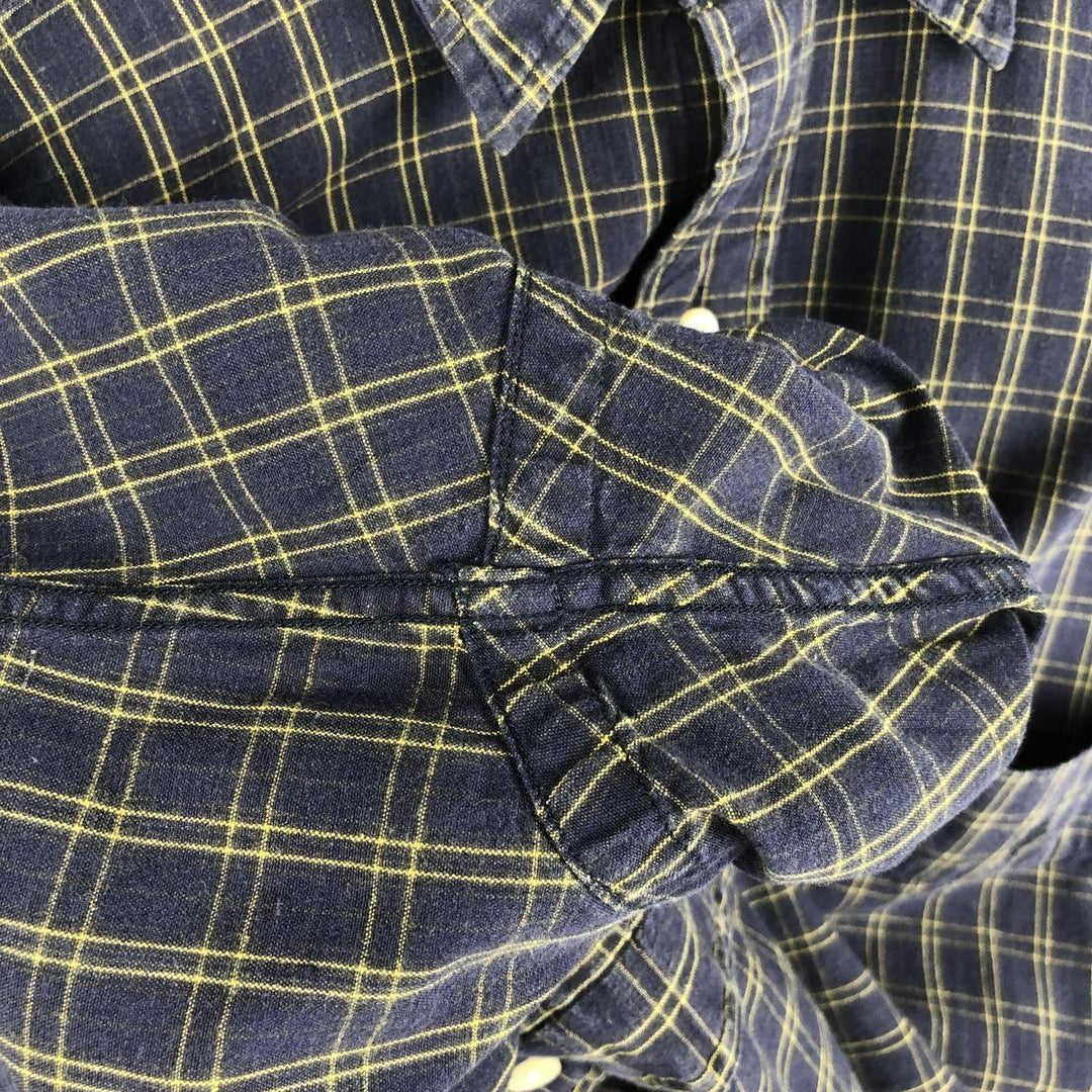 Ralph Lauren POLO by Ralph Lauren BRADFIELD Long-Sleeve Cotton Check Shirt, Men's Size M (approx.) cotton navy blue type Vintage Second Hand