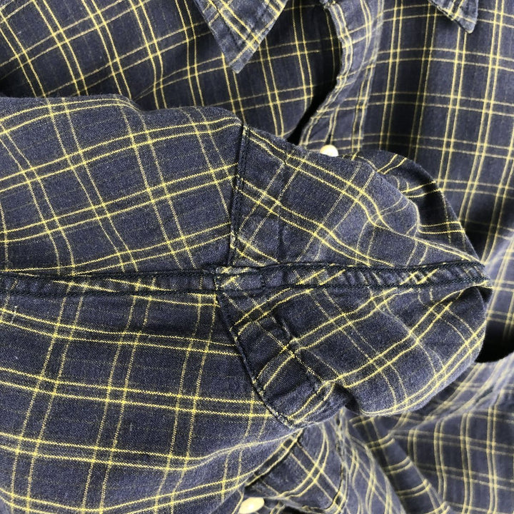 Ralph Lauren POLO by Ralph Lauren BRADFIELD Long-Sleeve Cotton Check Shirt, Men's Size M (approx.) cotton navy blue type Vintage Second Hand
