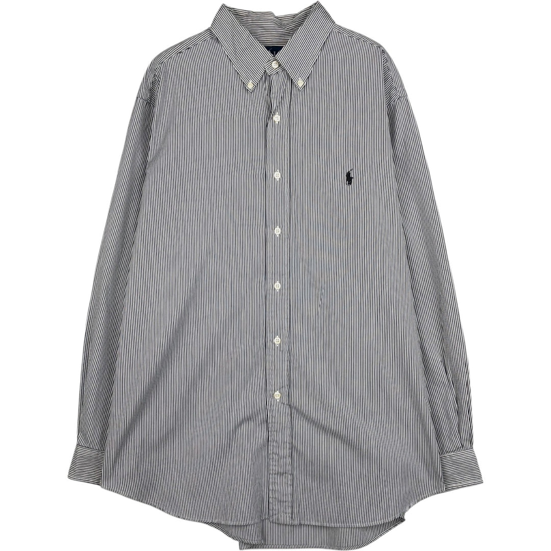 Ralph Lauren Classic Fit Long Sleeve Button Down Striped Shirt Men's XL cotton black type Vintage Second Hand