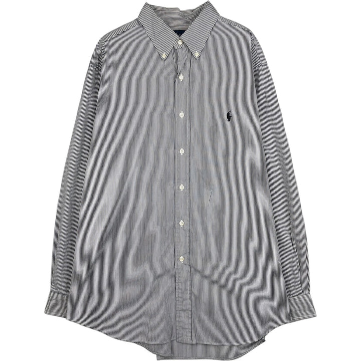 Ralph Lauren Classic Fit Long Sleeve Button Down Striped Shirt Men's XL cotton black type Vintage Second Hand