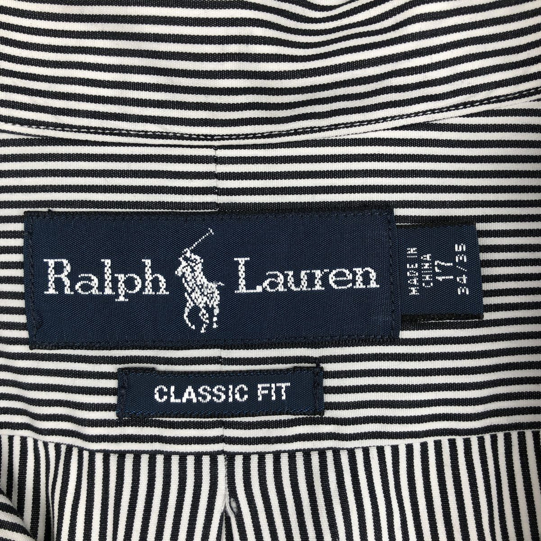 Ralph Lauren Classic Fit Long Sleeve Button Down Striped Shirt Men's XL cotton black type Vintage Second Hand
