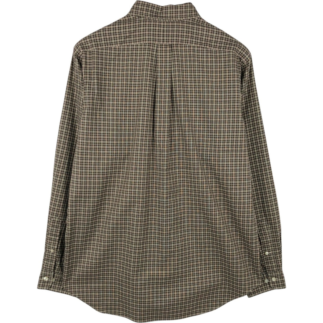 Ralph Lauren Classic Fit Long Sleeve Button Down Check Shirt Men's Size L cotton Khaki type brown Vintage Second Hand