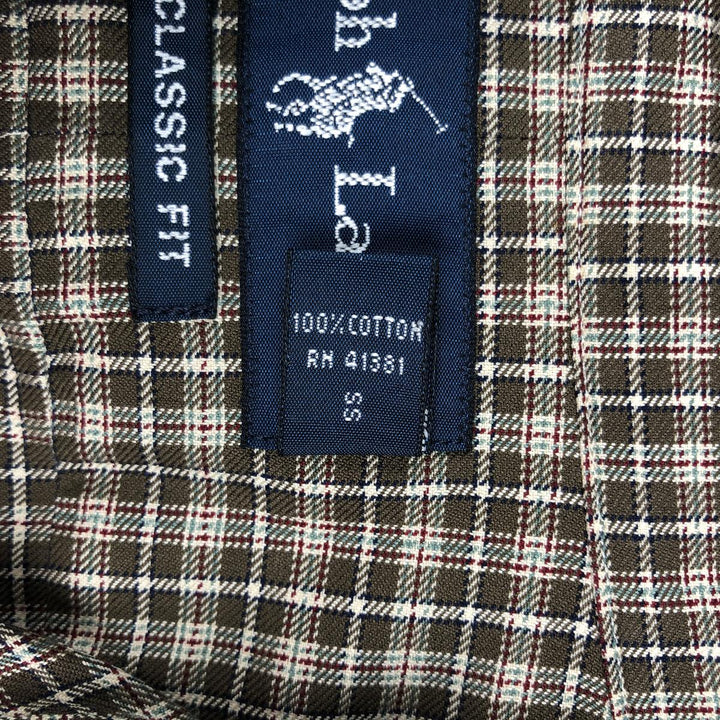 Ralph Lauren Classic Fit Long Sleeve Button Down Check Shirt Men's Size L cotton Khaki type brown Vintage Second Hand