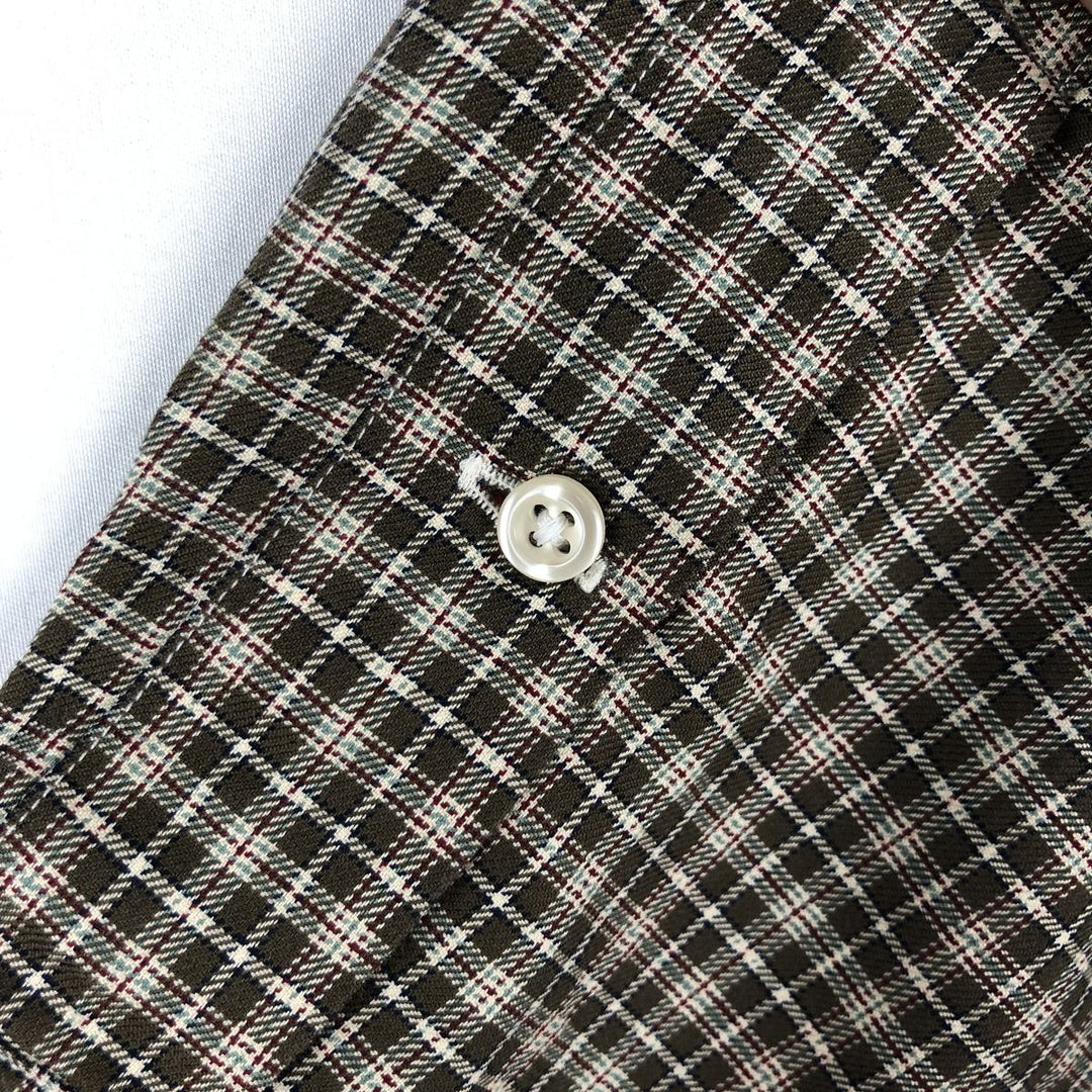 Ralph Lauren Classic Fit Long Sleeve Button Down Check Shirt Men's Size L cotton Khaki type brown Vintage Second Hand