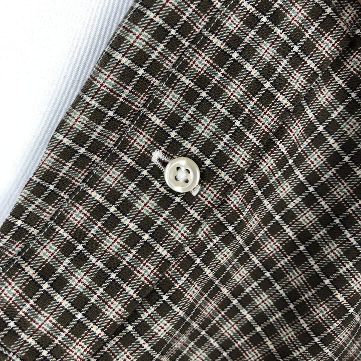 Ralph Lauren Classic Fit Long Sleeve Button Down Check Shirt Men's Size L cotton Khaki type brown Vintage Second Hand