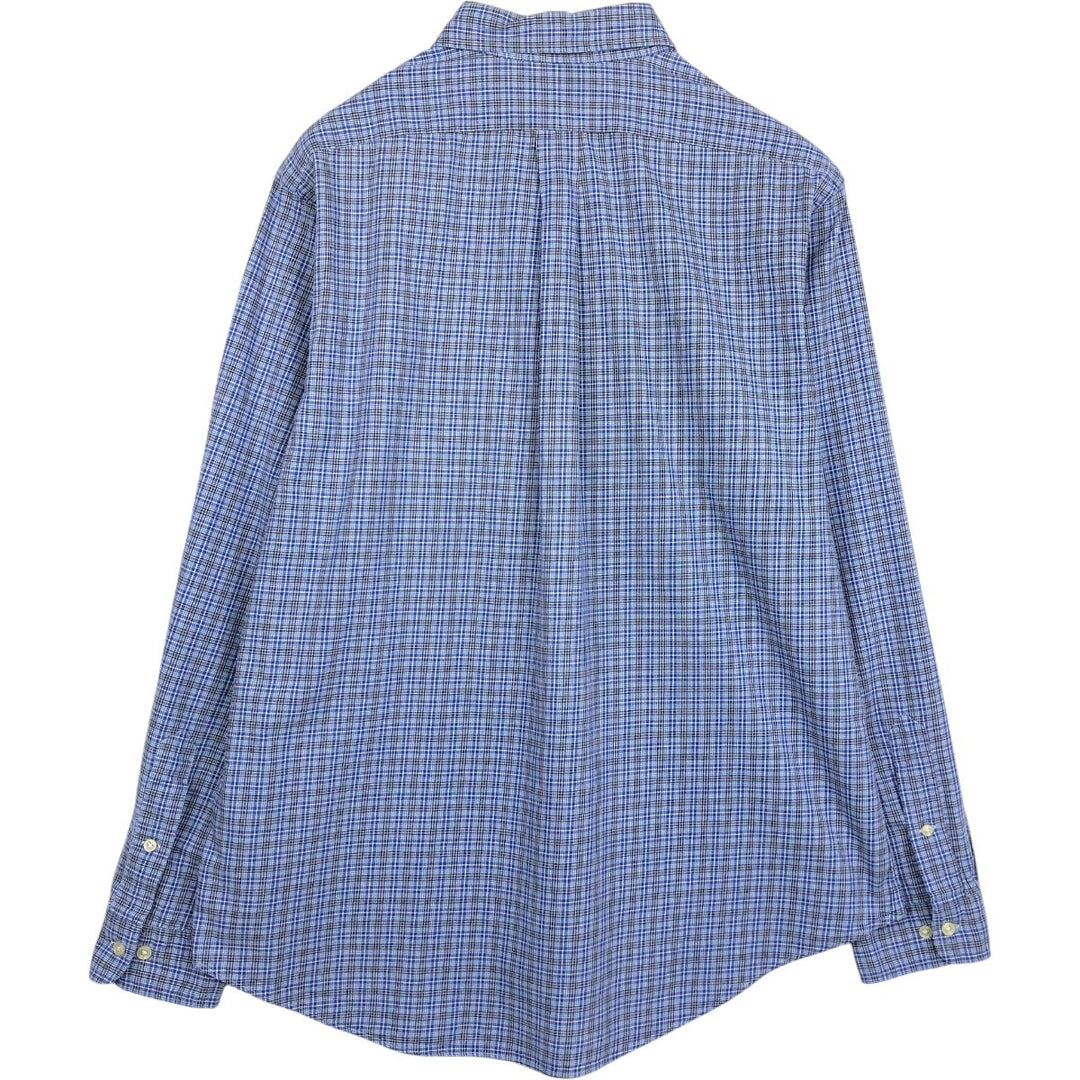Ralph Lauren POLO by Ralph Lauren CUSTOM FIT long-sleeved button-down check shirt, men's size XL cotton blue type Vintage Second Hand