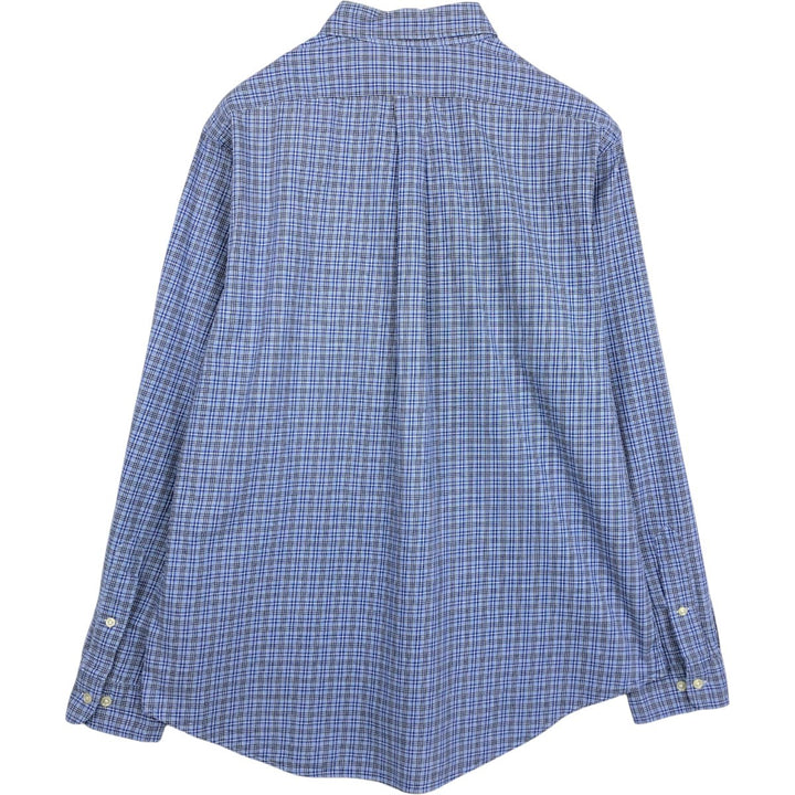 Ralph Lauren POLO by Ralph Lauren CUSTOM FIT long-sleeved button-down check shirt, men's size XL cotton blue type Vintage Second Hand
