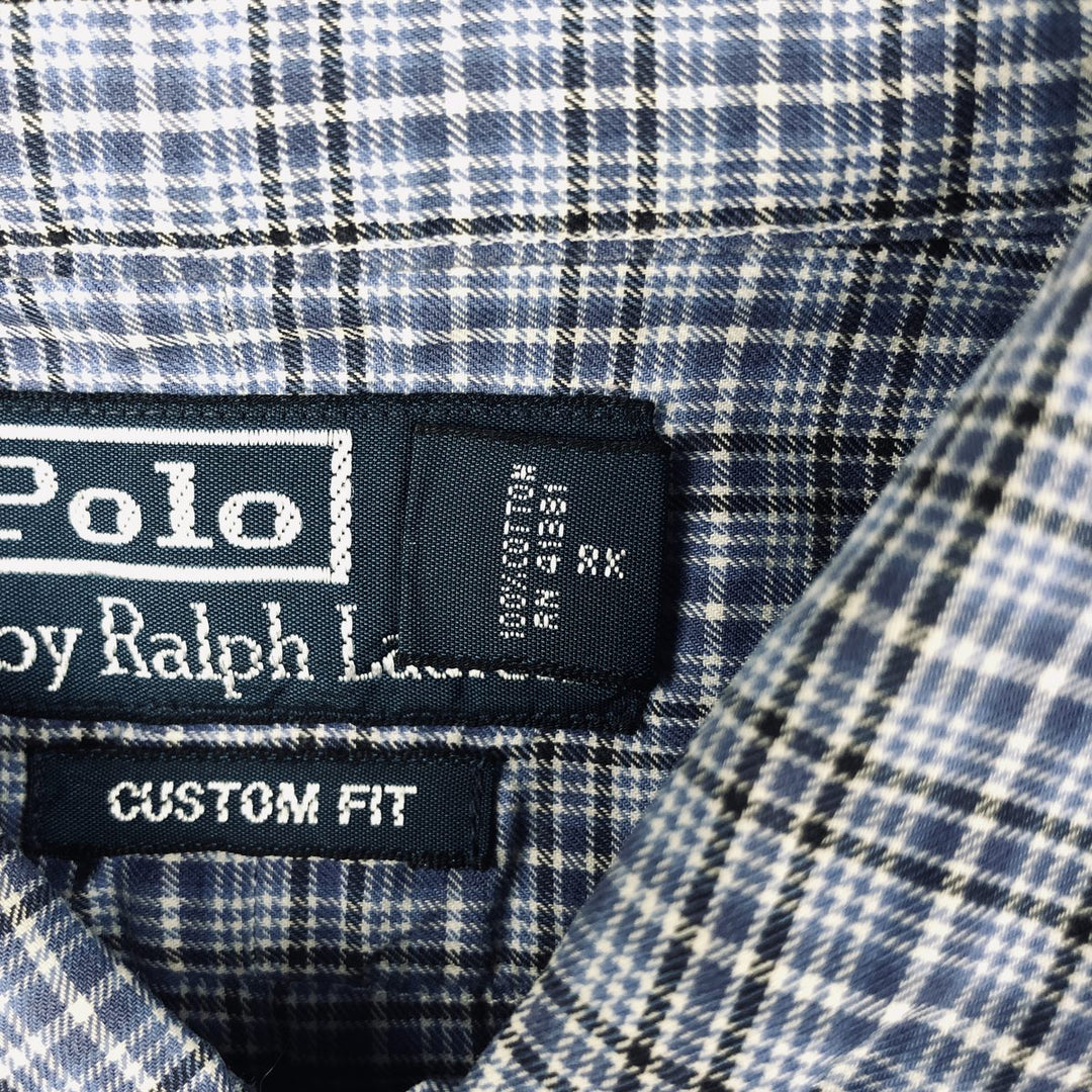 Ralph Lauren POLO by Ralph Lauren CUSTOM FIT long-sleeved button-down check shirt, men's size XL cotton blue type Vintage Second Hand