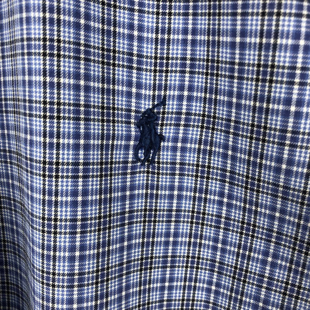 Ralph Lauren POLO by Ralph Lauren CUSTOM FIT long-sleeved button-down check shirt, men's size XL cotton blue type Vintage Second Hand