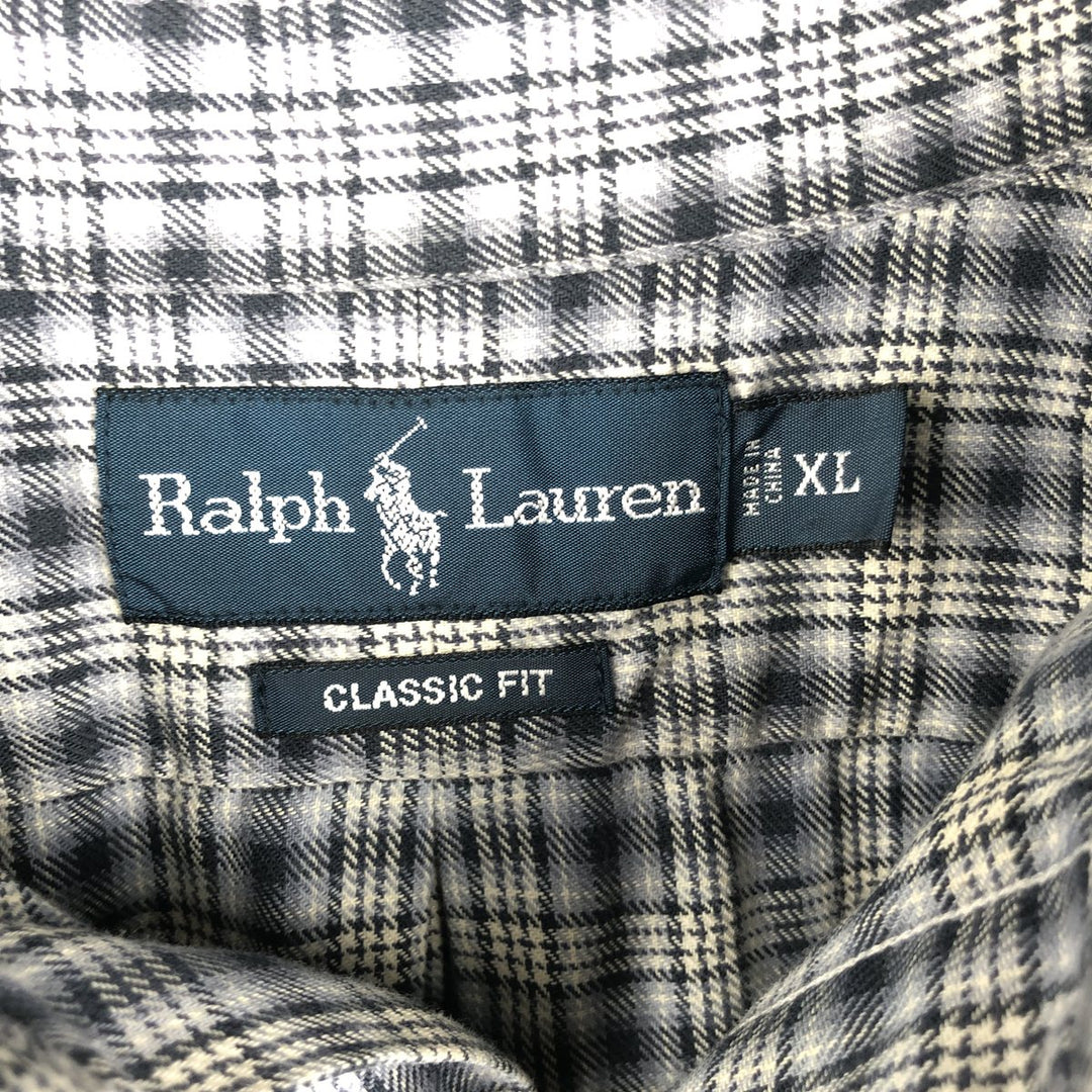 Ralph Lauren Classic Fit Long Sleeve Button Down Check Shirt Men's XL cotton black type Vintage Second Hand