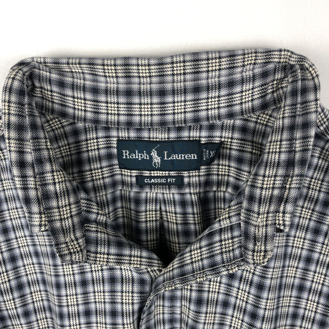 Ralph Lauren Classic Fit Long Sleeve Button Down Check Shirt Men's XL cotton black type Vintage Second Hand