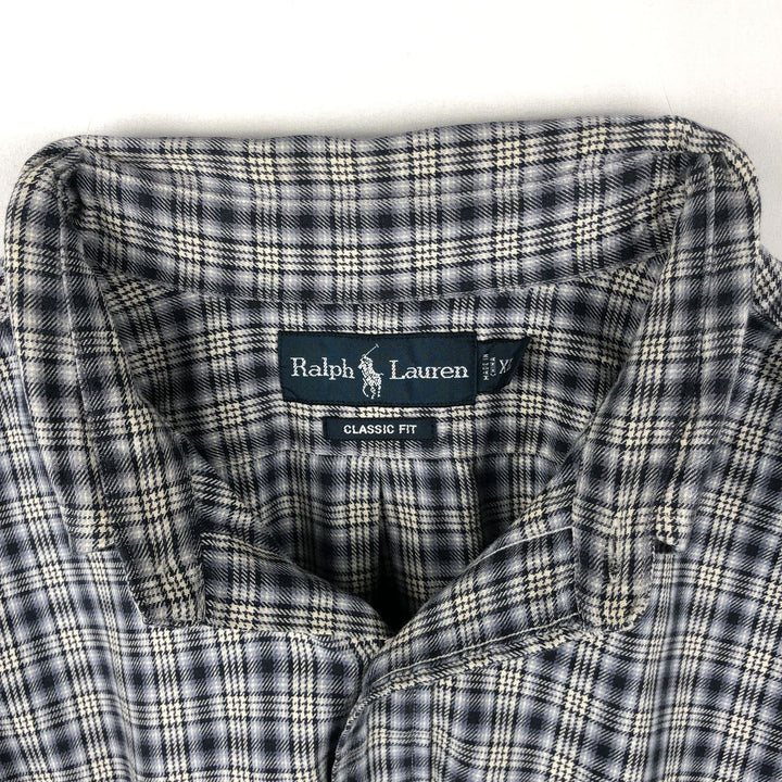 Ralph Lauren Classic Fit Long Sleeve Button Down Check Shirt Men's XL cotton black type Vintage Second Hand