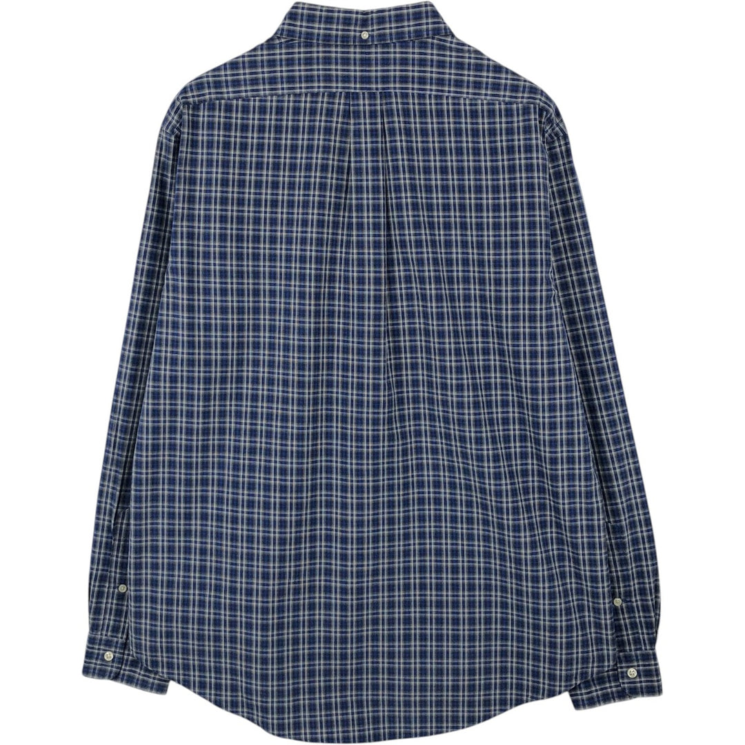 Ralph Lauren CUSTOM FIT long sleeve button down check shirt men's XL size cotton navy blue type Vintage Second Hand