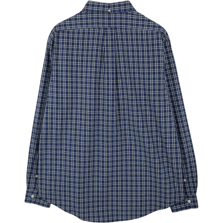 Ralph Lauren CUSTOM FIT long sleeve button down check shirt men's XL size cotton navy blue type Vintage Second Hand