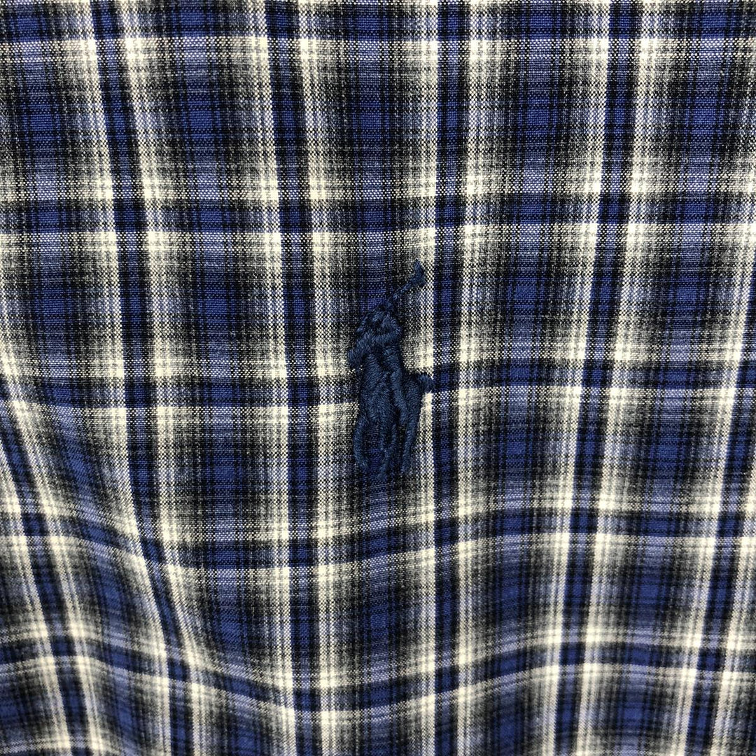 Ralph Lauren CUSTOM FIT long sleeve button down check shirt men's XL size cotton navy blue type Vintage Second Hand