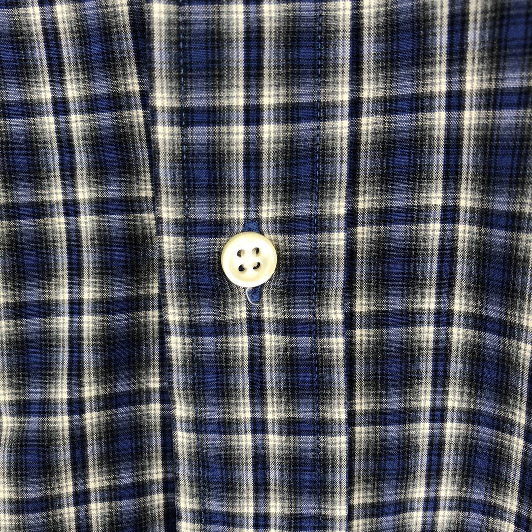 Ralph Lauren CUSTOM FIT long sleeve button down check shirt men's XL size cotton navy blue type Vintage Second Hand