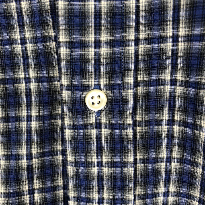 Ralph Lauren CUSTOM FIT long sleeve button down check shirt men's XL size cotton navy blue type Vintage Second Hand
